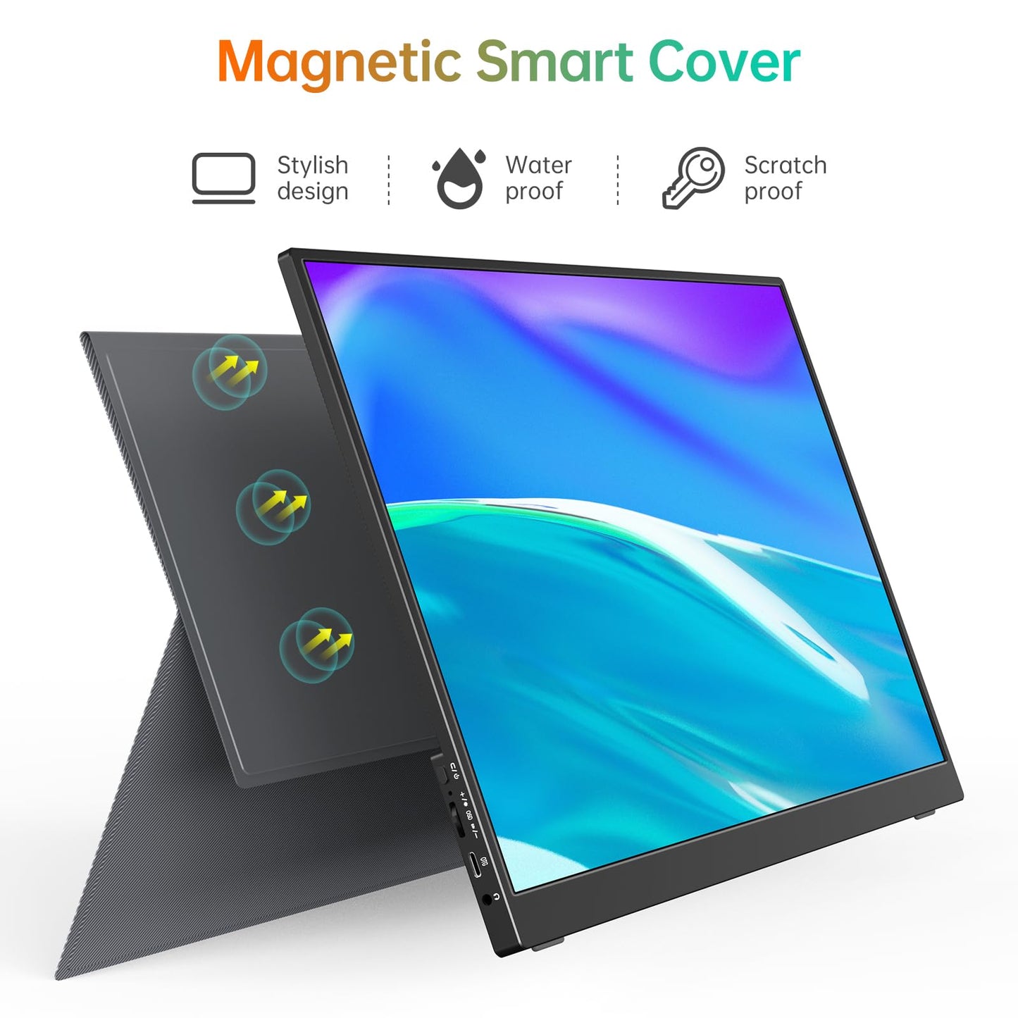 MNN Portable Monitor 15.6inch FHD 1080P USB C HDMI Gaming Ultra-Slim IPS Display w/Smart Cover & Speakers,HDR Plug&Play, External Monitor for Laptop PC Phone Mac (15.6'' 1080P)