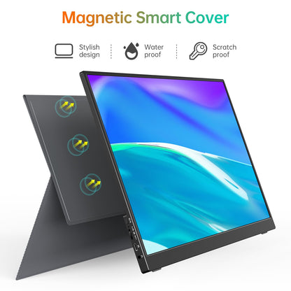 MNN Portable Monitor 15.6inch FHD 1080P USB C HDMI Gaming Ultra-Slim IPS Display w/Smart Cover & Speakers,HDR Plug&Play, External Monitor for Laptop PC Phone Mac (15.6'' 1080P)