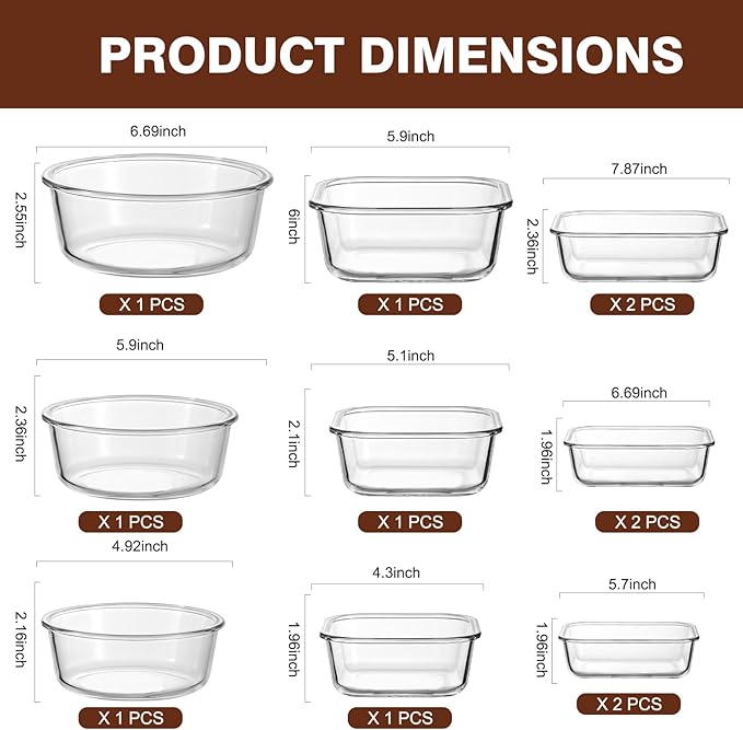 Liuruiyu 12 Pack Glass Food Storage Containers