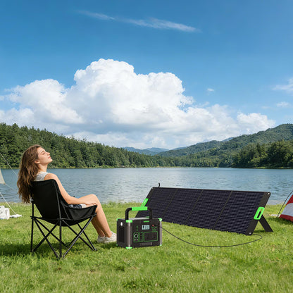 200W Portable Solar Panel Charger with 4 Kickstands, IP65 Waterproof Foldable Solar Charger Kit with DC XT60 & Anderson Outputs for Power Stations, Outdoor RV Camping, and Emergency Blackout