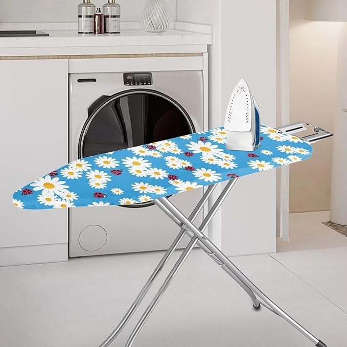 Cute Blue Daisy Thick Padding Ironing Board Covers Stain Resistant Hook and