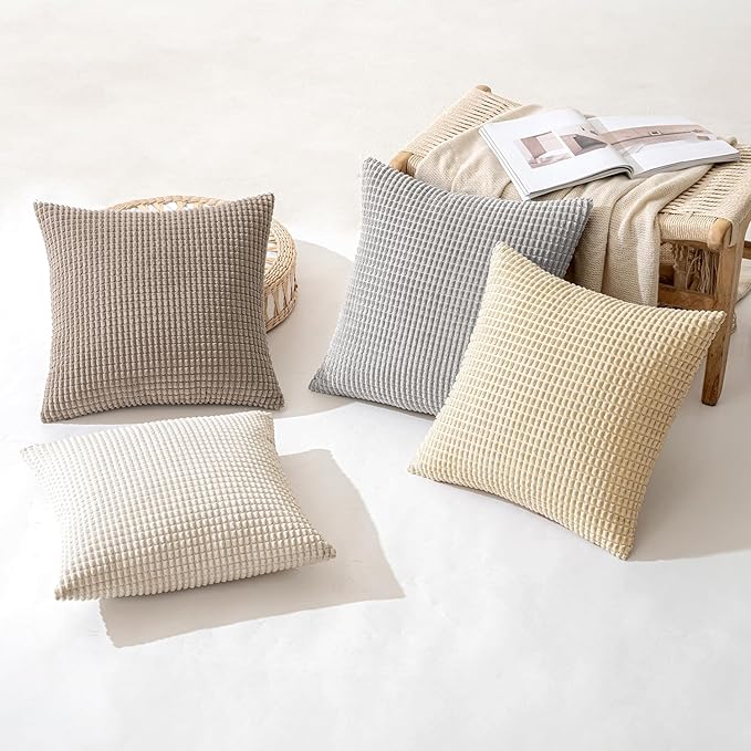 MIULEE Neutral Harmony Decorative Pillow Covers 20x20 Inch Set of 4 Rustic