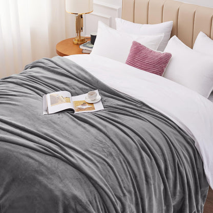 WAVVE Fleece Blanket Sofa Throw Grey 4ft x 5ft - Fluffy Soft Warm Versatile Blanket for Sofa/Couch/Bed Throw/Single Size Gray,130x150 cm