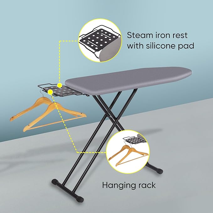 Deluxe Ironing Board with Heat Resistant Cover and Thicken Felt Pad, Heavy
