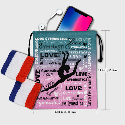 Giwawa Colorful Gymnastics Grip Bag Green Pink Adjustable Gym String Bag for Sport Travel Daily Use