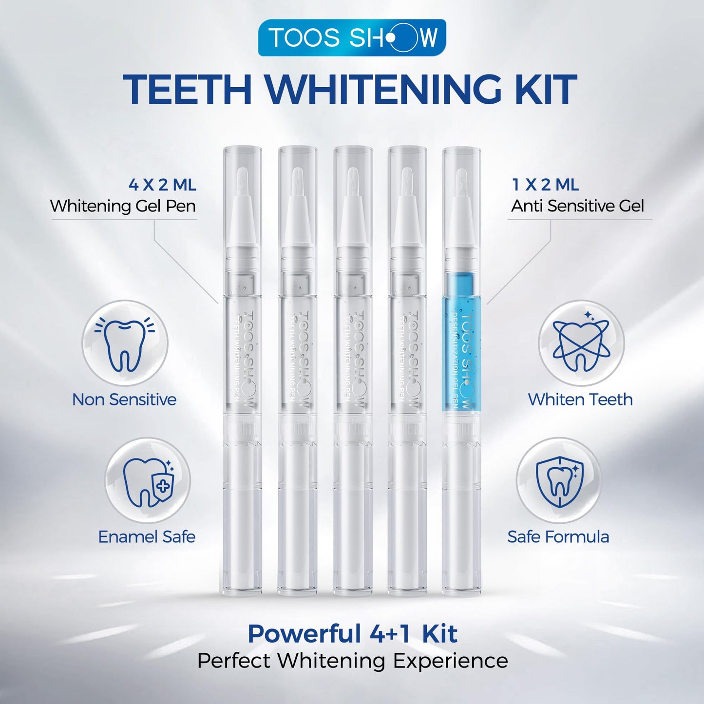 Teeth Whitening Kit for Sensitive Teeth,with 32X Waterproof LED Accelerator Light&4 Carbamide Peroxide Pen&14 Pcs Teeth Whitening Strips&1 Remineralization Pen,Tooth Whitener Professional Oral Care