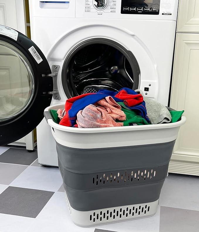 SAMMART 40L Collapsible Plastic Laundry Basket