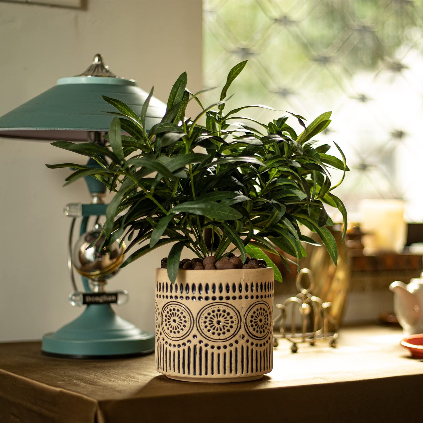 Chonsun Ceramic Planter 4 Inch Plant Pots Indoor Outdoor Succulent Plant Pot Flower Pots Mid-Century Planter Ceramic Pot