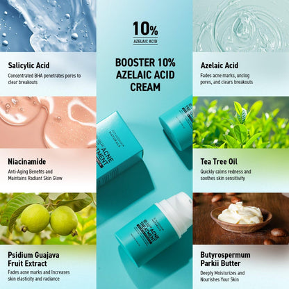 Acne Pimple Spot Treatment Cream: Cystic Hormonal Blackheads Blemish Remover for Face, Back and Body - with 10% Azelaic Acid - Teens 13-19 & Young Adult 20-30, 1.8 oz
