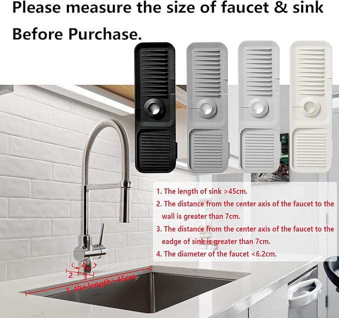 Kitchen Sink Splash Guard Silicone Faucet Handle Drip Catcher Tray Sink