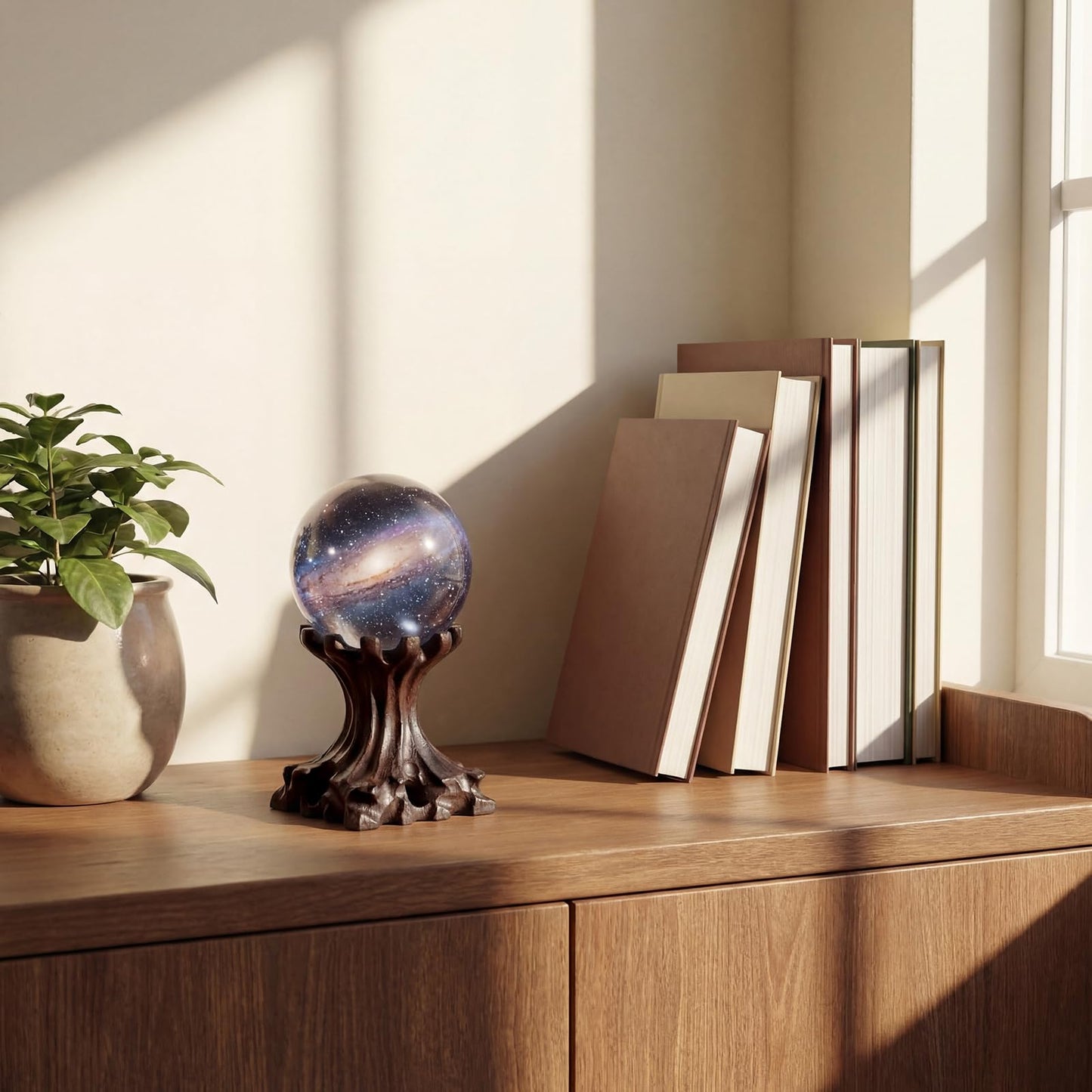 Geelin 2 Pack Crystal Ball Display Stand Sphere Holder, Wooden Crystal Egg Quartz Ball Display Easel Stands for Stones Gemstones Globe Stone Orb Collectibles Wood Base