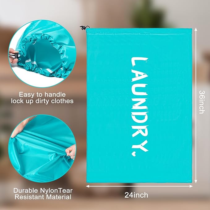 2 Pack XL Travel Laundry Bag, Machine Washable Dirty Clothes Organizer