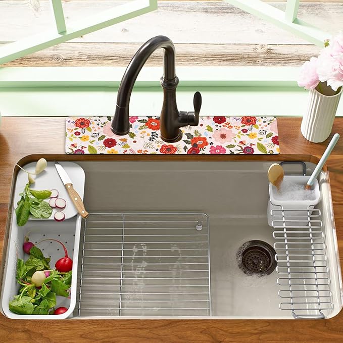 Sink Faucet Absorbing Mat, 2 Pack Drying Mat Around Faucet Sink Splash Guard