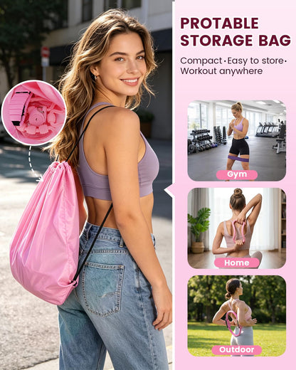 Pilates Kit 24PCS for Women, Pilates Equipment Ring Ball Set with Magic Circle,Resistance Bands Yoga Strap Wrist Ankle Weights Accessories for Beginner Home Fitness Gym Workout(Pink)