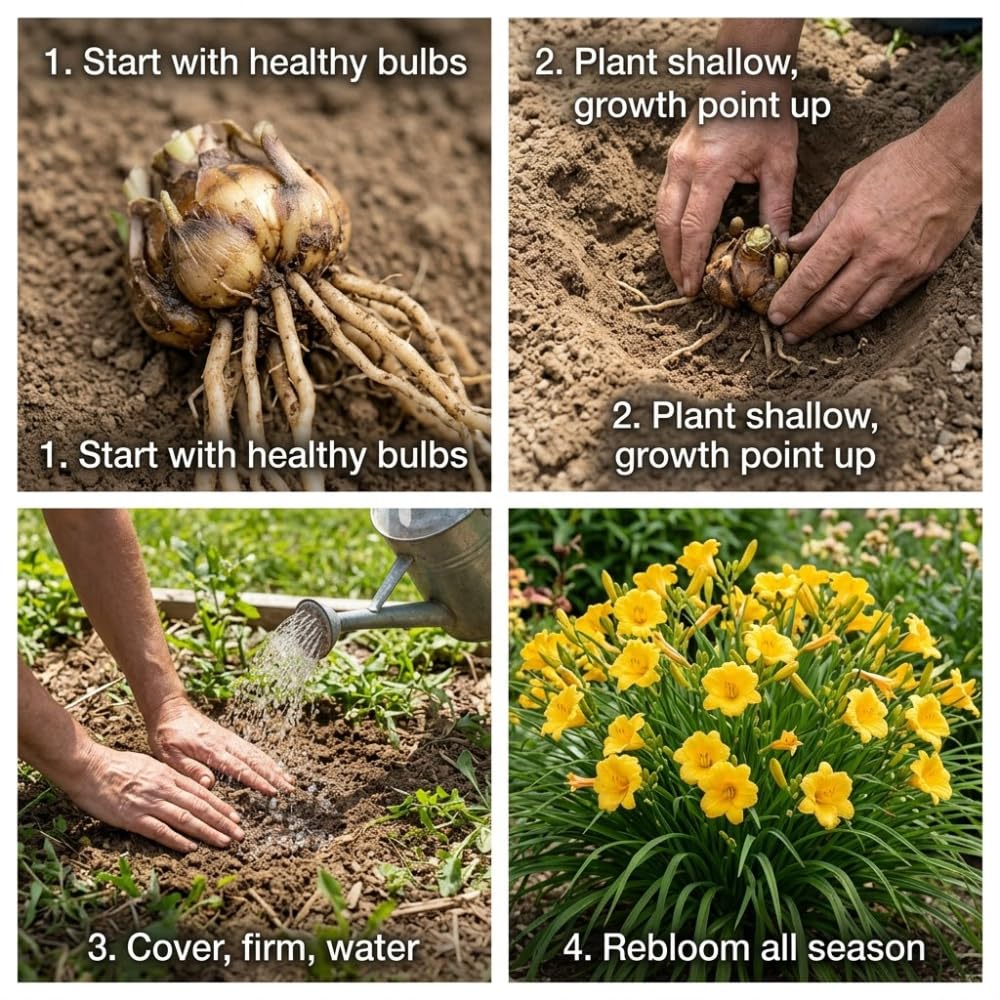 25 Stella de Oro Daylily Plants Live Bare Root Fans, Low Maintenance, Hardy Perennial Flowers, Ideal for Border Gardens, Beds & Outdoor Landscaping