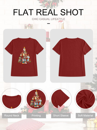 HDLTE Christmas Shirts for Women Plus Size Christmas Tree Shirt Holiday T Shirt Xmas Tops