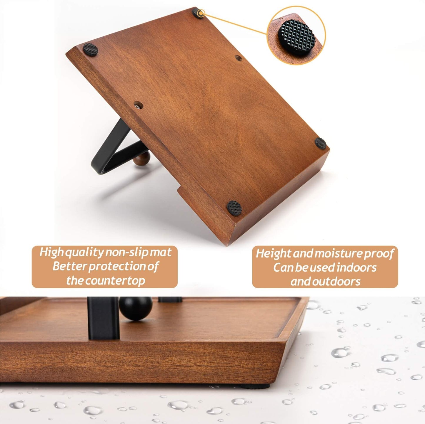 Black Wooden Napkin Holder, Multifunctional Farmhouse Napkin Holder for Table, Kitchen, Outdoor Use, Includes Space for Salt and Pepper Shakers (Seasoning Jar Not Included)