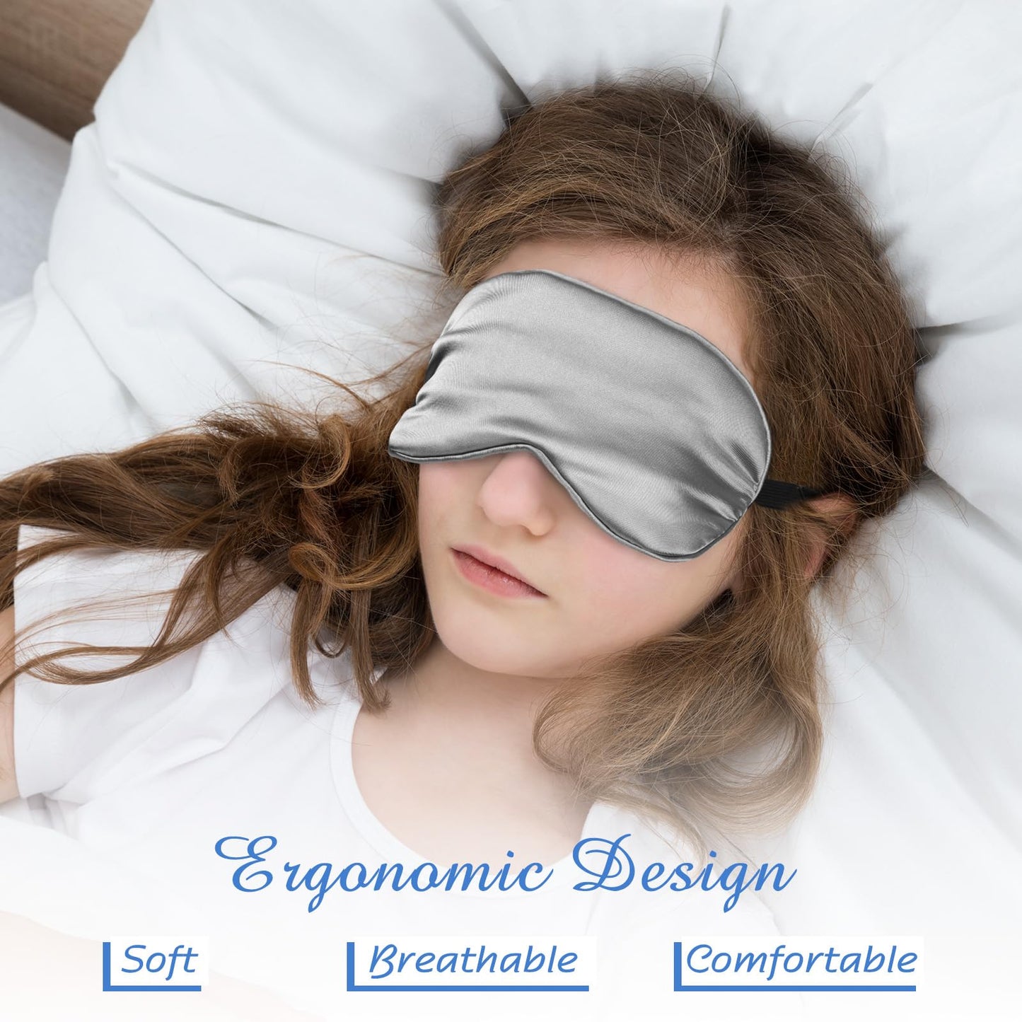 BBTO 4 Pcs Silk Sleep Eye Masks Smooth Soft Satin Eye Covers with Adjustable Strap Blindfold for Sleeping Blocking Out Lights Travel Relaxation (Royal Blue, Dark Green, Navy Blue, Black)