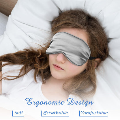 BBTO 4 Pcs Silk Sleep Eye Masks Smooth Soft Satin Eye Covers with Adjustable Strap Blindfold for Sleeping Blocking Out Lights Travel Relaxation (Royal Blue, Dark Green, Navy Blue, Black)