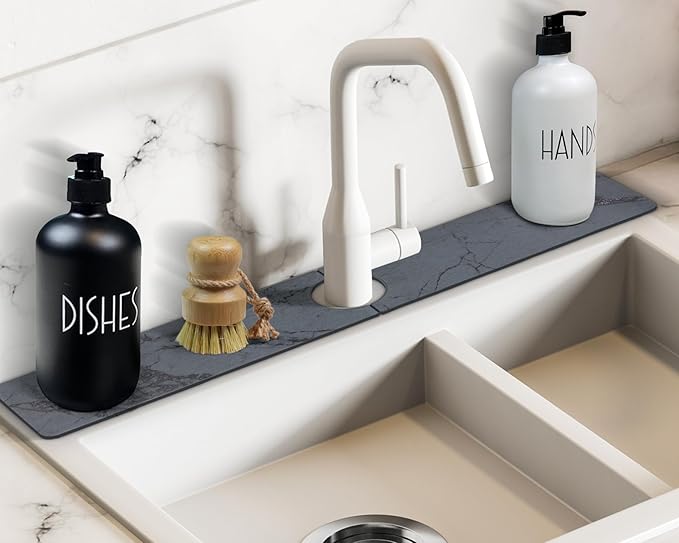 Faucet Splash Guard for Kitchen Sink – Super Absorbent Diatomite Stone Mat