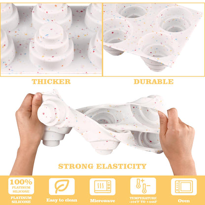 Sakolla 2 Pack Silicone Egg Bite Molds for Air Fryer, Nonstick 7 Cups Air Fryer Muffin Pan for Baking Egg Bite, Mini Muffins, Tart, Mini Cupcake and Quiche (Pink + Green)