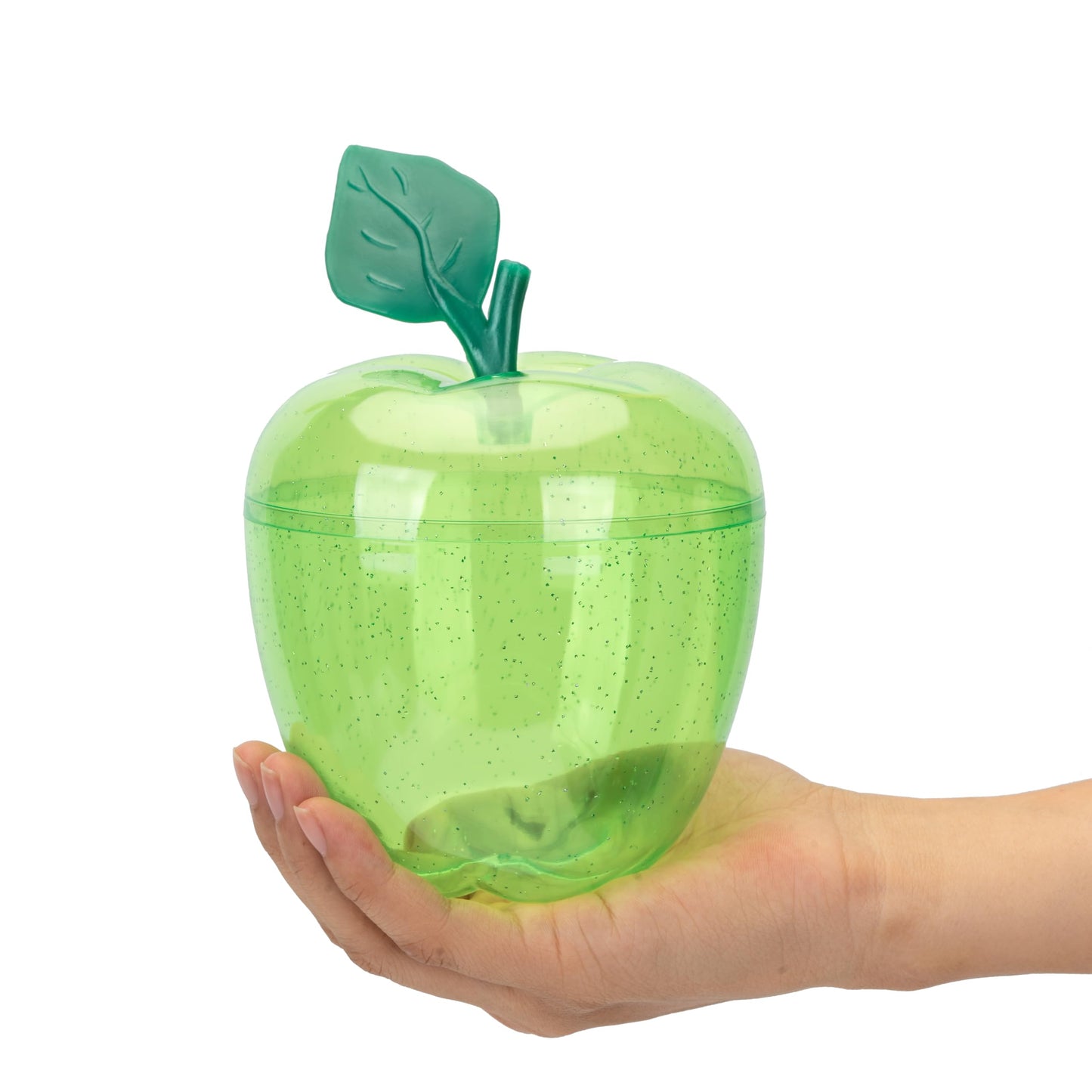 TIEYIPIN Large Green Apple Container with Blank Cards, Plastic Apple Shaped Gift Box Candy Jar, Back to School Teacher Appreciation Gift, Wedding Party Favor, Christmas Decorations Supplies, 2 Pack