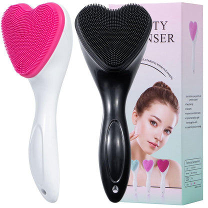 2 Pack Silicone Face Scrubber Exfoliating Brush, Manual Handheld Facial Cleansing Brush Blackhead Scrubber, Soft Bristles Waterproof for Face Skincare (Round-Pink)