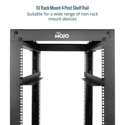 Tecmojo 1U Universal Rack Mount Rails,4-Post Server Rack Shelf Rail with 20.9"-32" Adjustable Depth Fit for Non-Rack Mountable Server/Networking/AV/IT Equipment