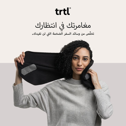 trtl Pillow - Scientifically Proven Super Soft Neck Support Travel Pillow - Machine Washable - Black