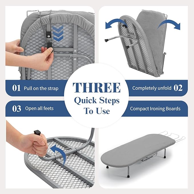 Small Ironing Board with Iron Holder, RAINHOL Countertop Mini Ironing Board
