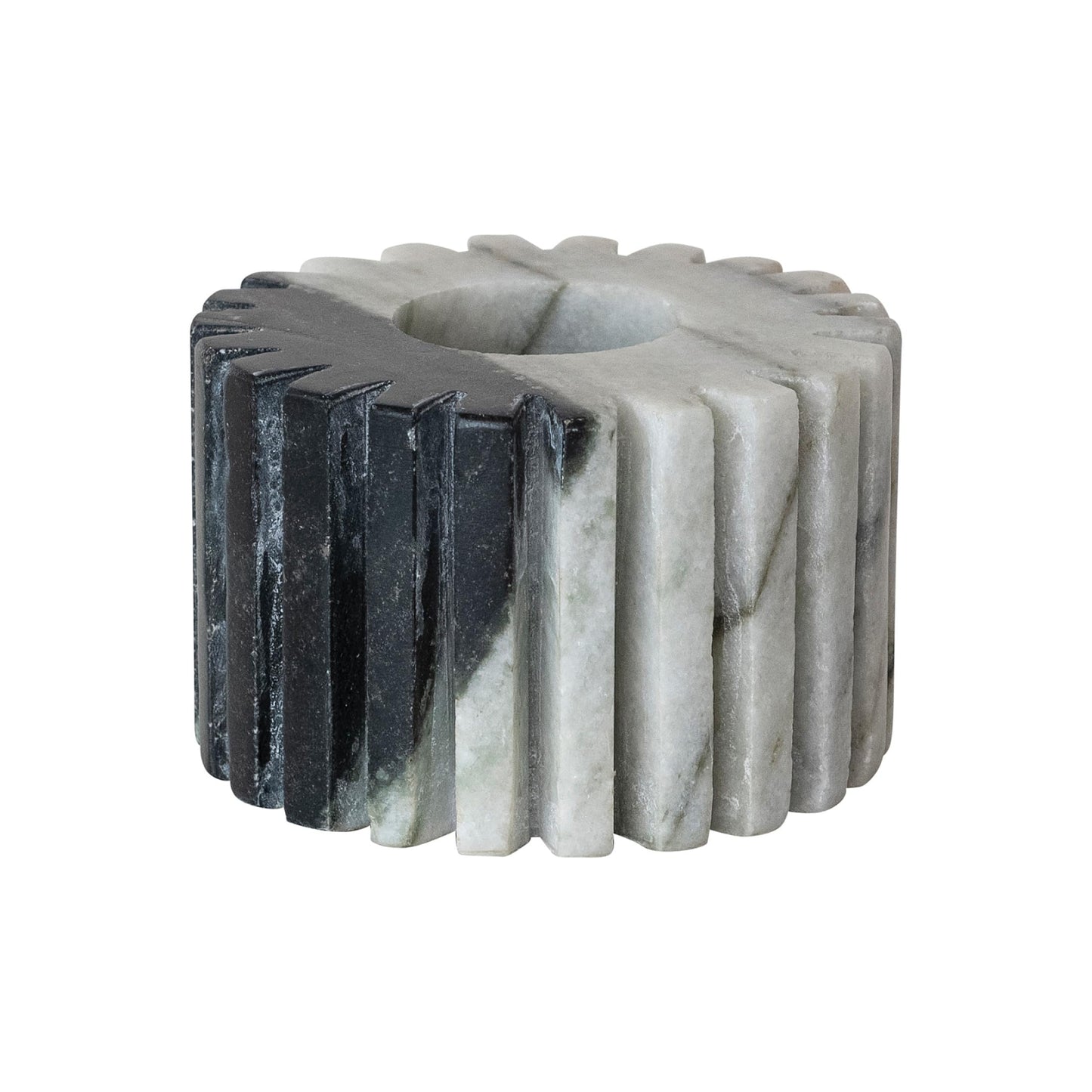 Bloomingville Marble Tealight Candle Holder, Black, 4 x 4 Inches