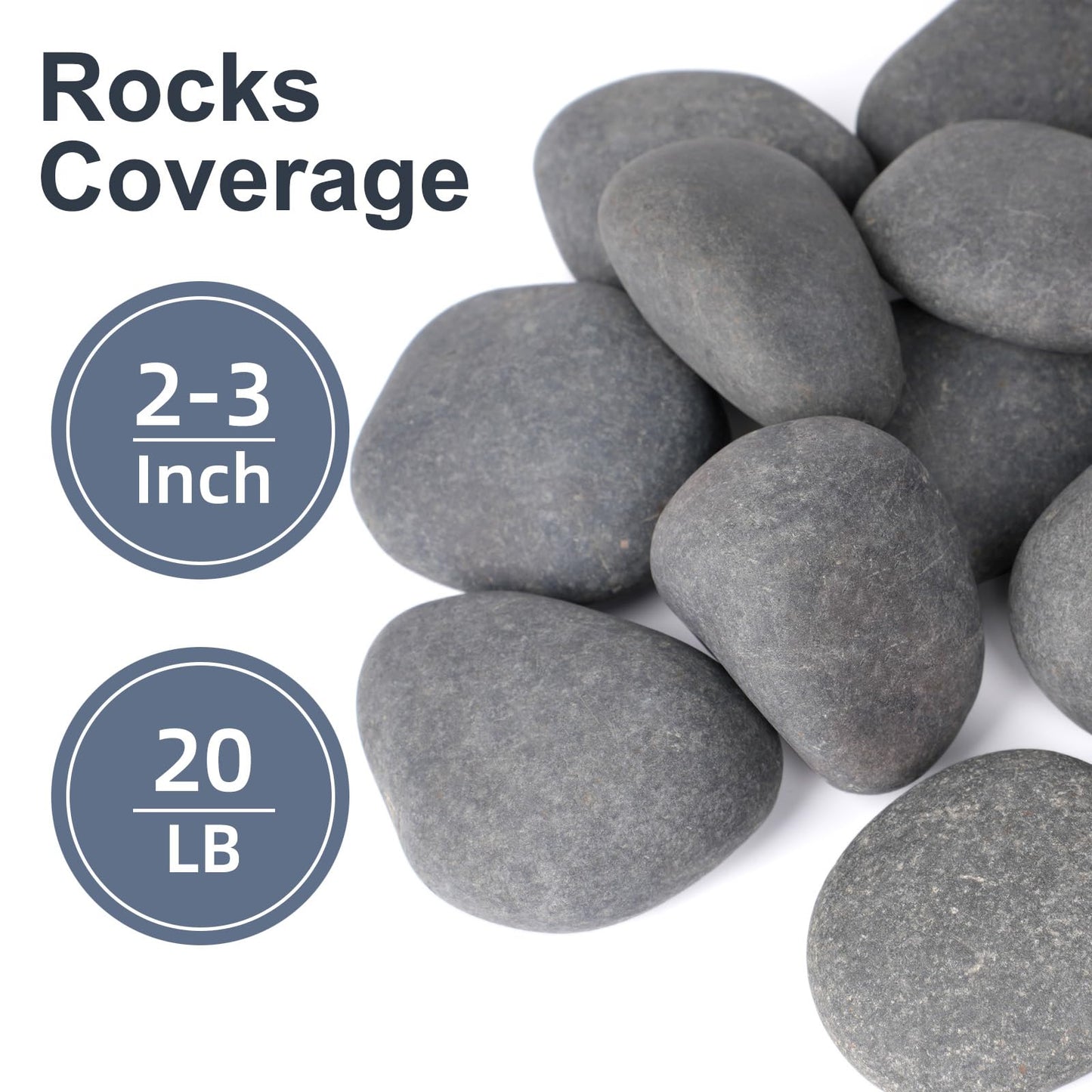 Pulovin 20 lbs River Rocks for Landscaping, 2"-3" Natural Rocks for Aquarium, Fish Tank, Decorative Garden Stones for Plants, Flower Pots, Vase, Walkways