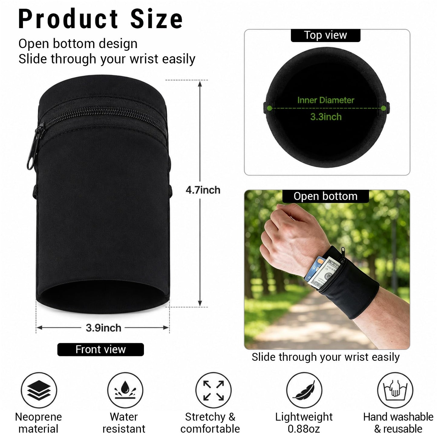 VZYUVY 6 Pack Wrist Wallet for Men Women, Wrist Pouch Bag for Jogging Wristband
