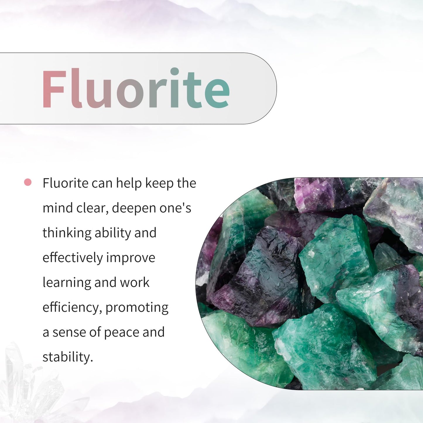 TUMBEELLUWA Irregular Rainbow Fluorite Slab Crystal Stone Collection for Desk Table Decor, Natural Crystal Mineral Specimen with Wooden Display Stand