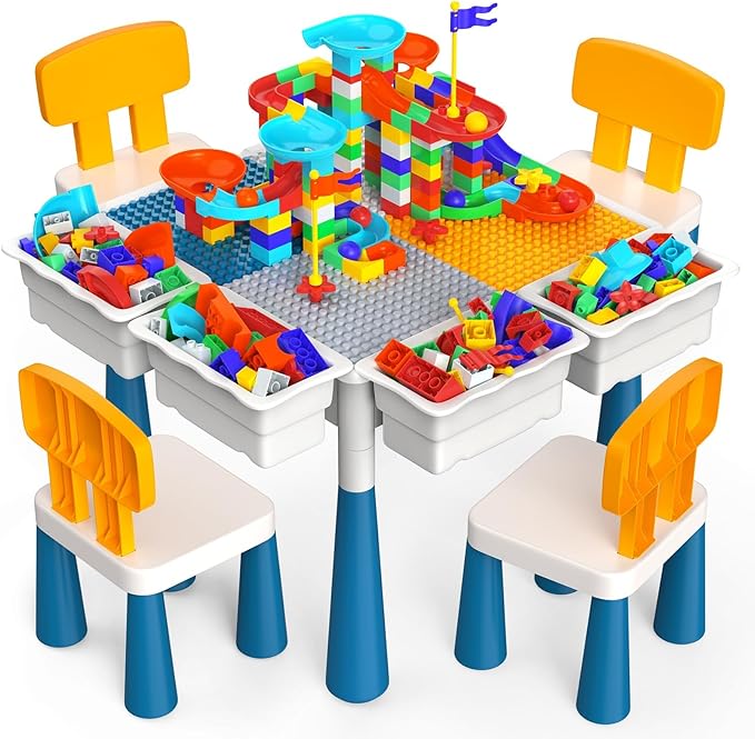 arscniek Toddlers Activity Table 7 in 1 Kids Activity Tables and 4 Chairs