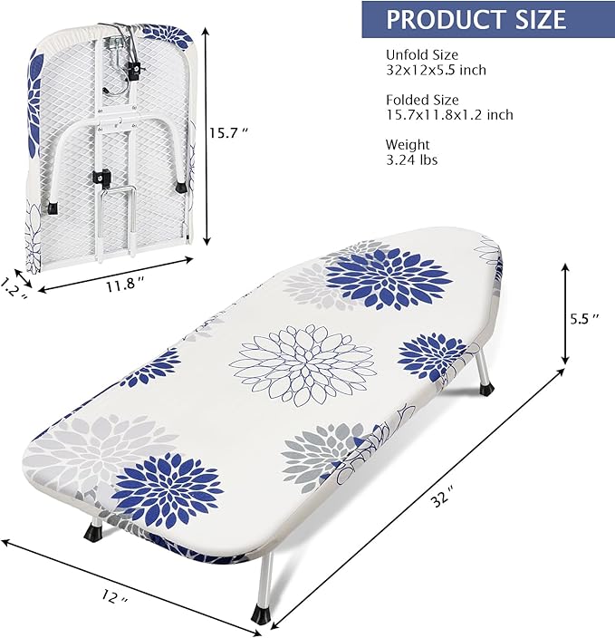 SheeChung Tabletop Ironing Board 12"x32", Small Ironing Boards