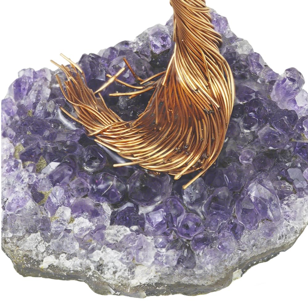 Natural Crystal Tree with Amethyst Cluster Base Tree of Life Home Decor for Shelf Bedroom Birthday Gifts Sister Gift Cute Home Office Decor Purple Crystal Crafts Housewarming Present