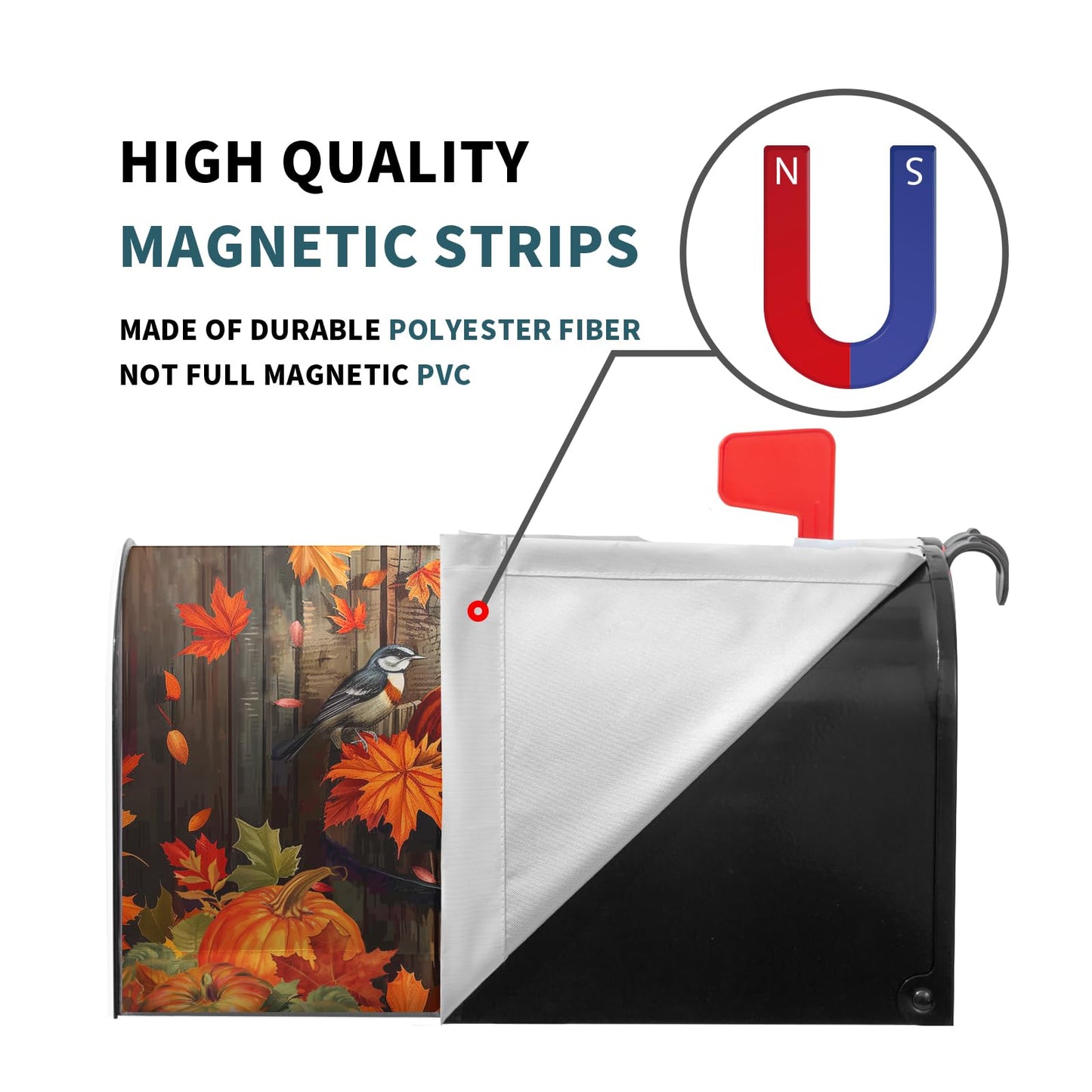 Autumn Thanksgiving Pumpkin Magnetic Mailbox Covers Fall Maple Leaf Mail Box Cover Decoration Fall Autumn Large 25.5"x21" Mailbox Wrap Decor for Home Garden Yard Outside Decor