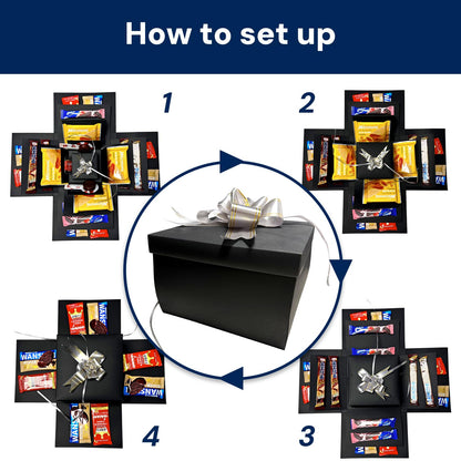 Hryan 5 Layer Gift Box, Multi Layered Explosion Photo DIY Box, Creative Surprise Picture Gift for Important Days and Holidays. (BLACK)