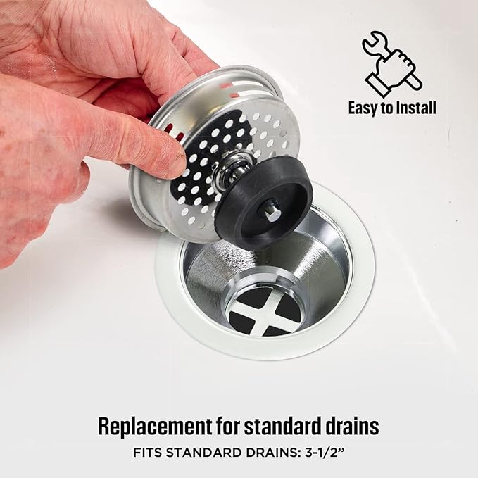 HIGHCRAFT 9843-2 Stainless Steel Kitchen Sink Strainer Basket Replacement