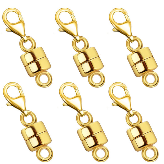 OHINGLT Magnetic Necklace Clasp Extra Strong, Gold Plated Magnet Jewelry Clasps Converters for Bracelet Necklaces Chain