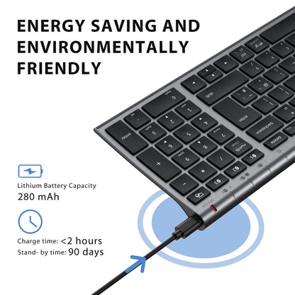 iClever Wireless Keyboard, Bluetooth Keyboard Stable Connection to Multi Devices Rechargeable Slim for Mac, iPad, Android, Windows, QWERTY UK Layout -Black