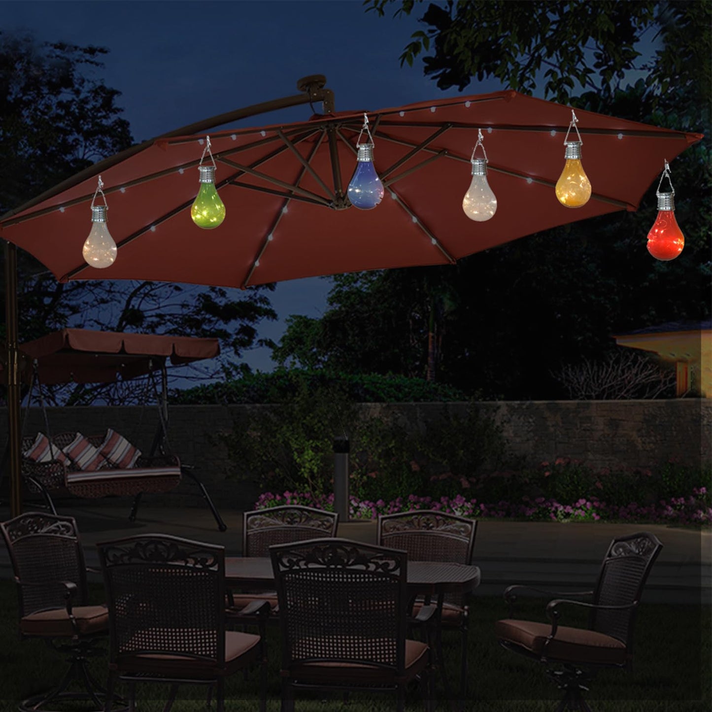pearlstar Solar Light Bulbs Outdoor Waterproof Garden Camping Hanging LED Light Lamp Bulb Globe Hanging Lights for Home Yard Christmas Party Holiday Decorations (6 Pack-Solar Light Bulbs)
