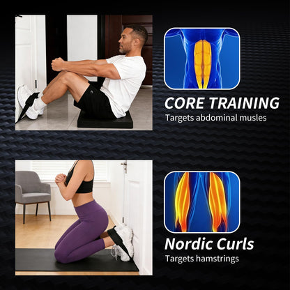 Nordic Strap for Bench, Nordic Hamstring Curl Strap with Extra Large Foam Stopper and Thick Neoprene Padding, Fits Various Doors, Enhances Leg Strength and Muscles Training