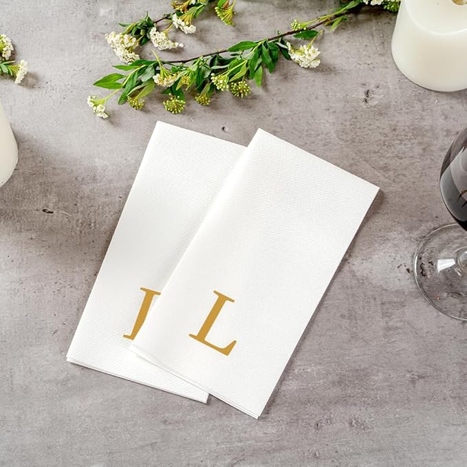 Luxenap 15.8 X 7.9 Inch Linen-Feel Guest Towels, 50 Lettered Hand Towels