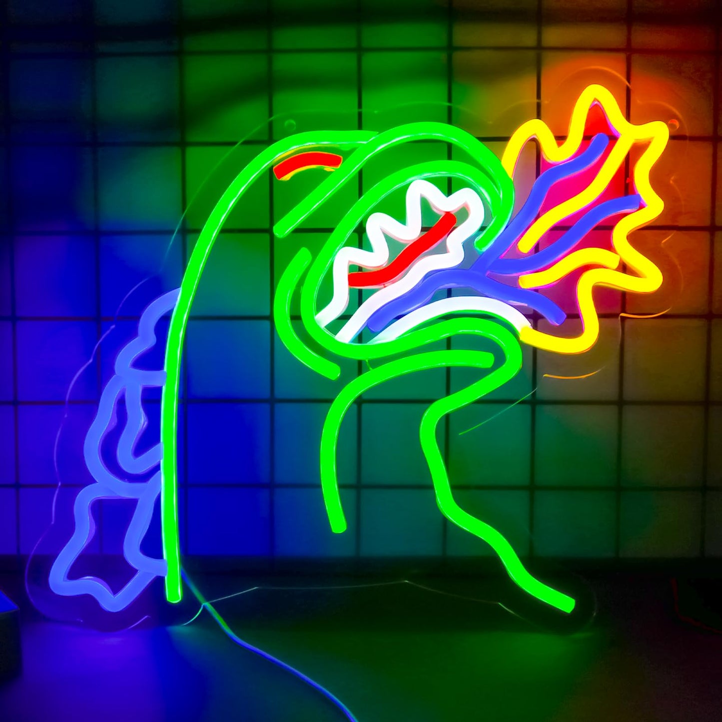 TOPQUALI Monster Neon Sign for Wall Decor,Dinosaur Dimmable Neon Sign for Gaming Room Boys Room Decor，Powered by USB 14.3 * 12.2inch,Birthday Party Christmas Gifts