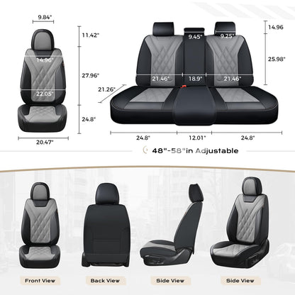 Coverado Car Seat Covers Full Set, Seat Covers for Cars, Front Seat Covers and Back Seat Cover Waterproof Leather Automotive Seat Cover, Universal Car Interior Protectors Cushion for Most Cars