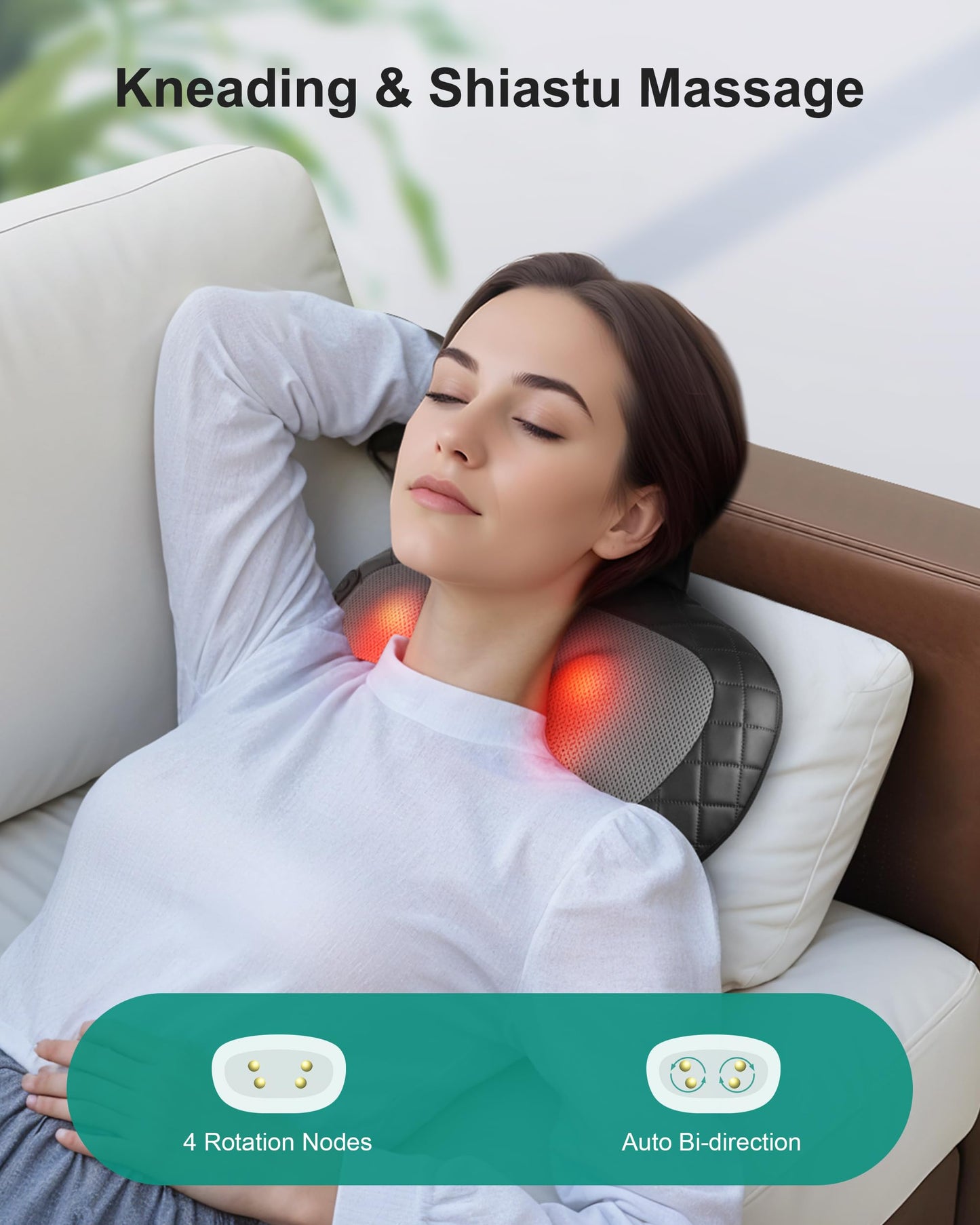 Snailax Shiatsu Back and Neck Massager with Heat, Electric Massager for Shoulder, Neck, Back, Kneading Deep Tissue Massage Pillow, Christmas Gifts