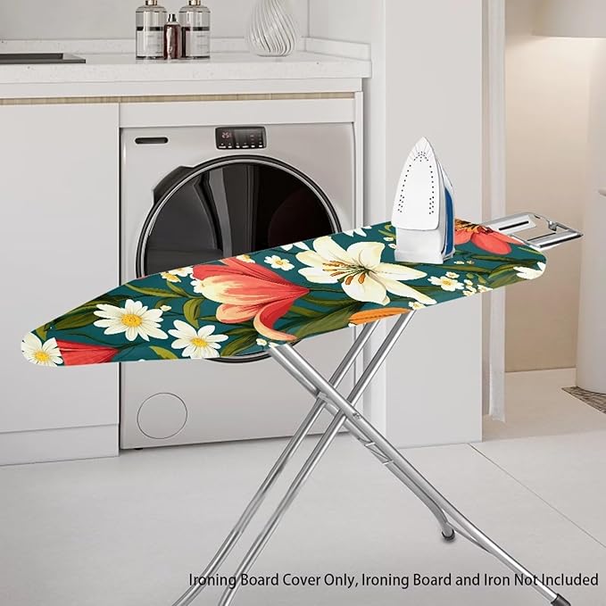 Narcissus Cover for Ironing Board 15x54 Inch Standard Size Flower Print Iron