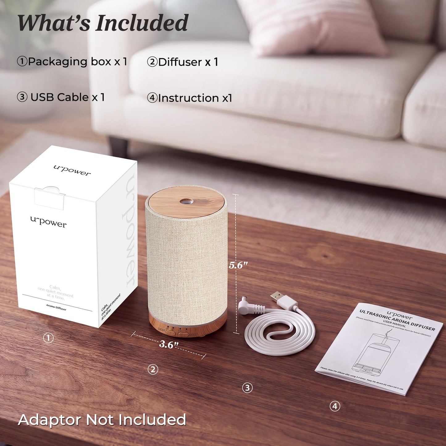 URPOWER 100ML Essential Oil Diffusers for Home with Linen Cover 7 Color Changing Lights, Timer & Auto-Off Scent Diffuser Oil Machine Humidifier Aromatherapy Air Diffusers for Bedroom, Office